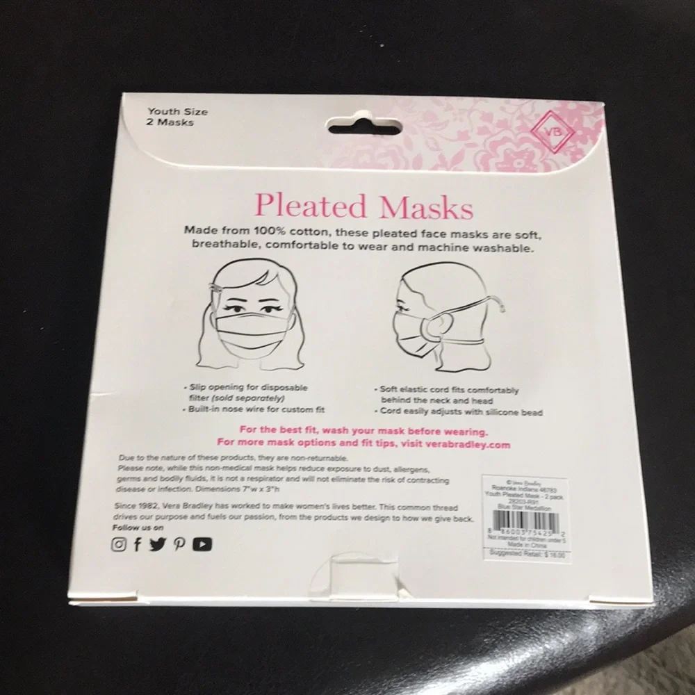 Vera Bradley youth masks